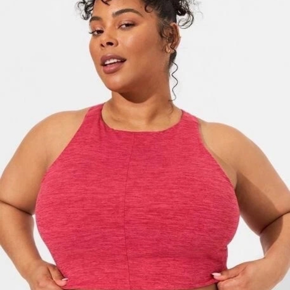 Torrid Heathered Pink Full Coverage High High Cut Sports Bra L